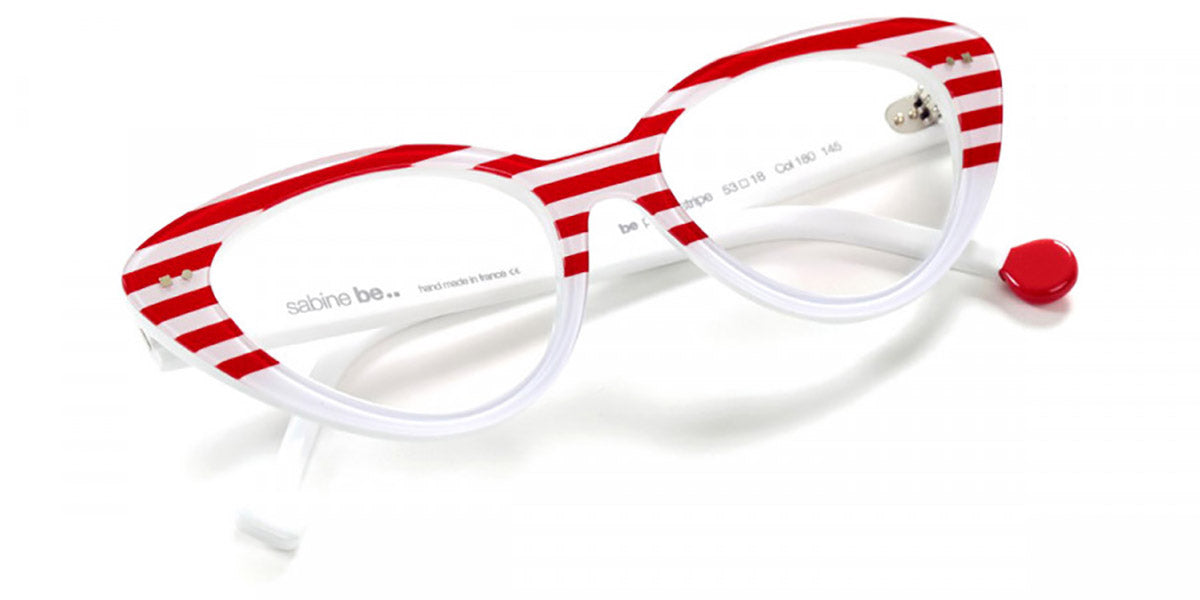 Sabine Be® Be Pretty Stripe - Shiny Red Fat Stripes / Shiny White Eyeglasses