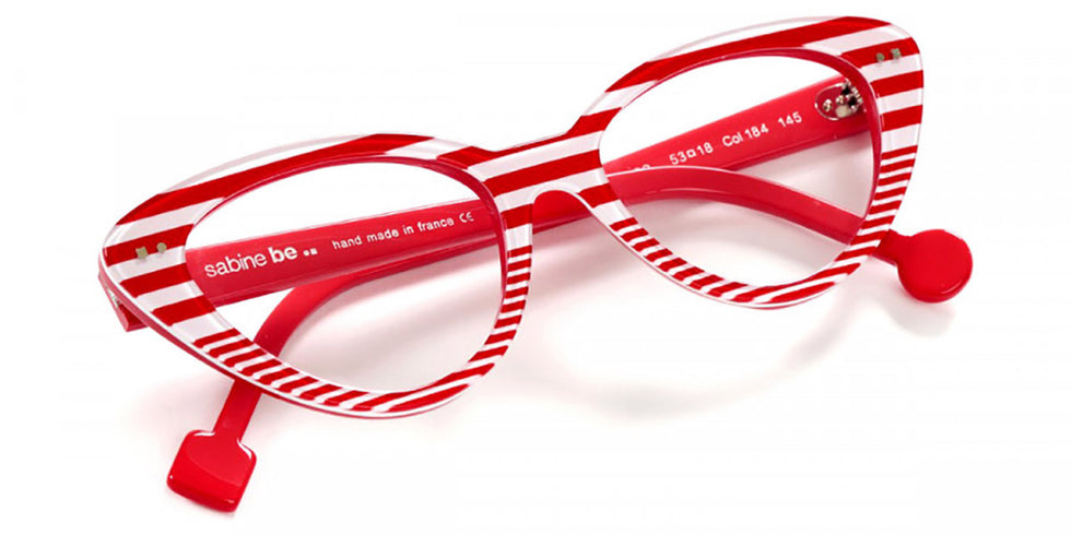 Sabine Be® Be Pretty Stripe - Shiny Red Fat Stripes / Shiny Red Slim Stripes Eyeglasses
