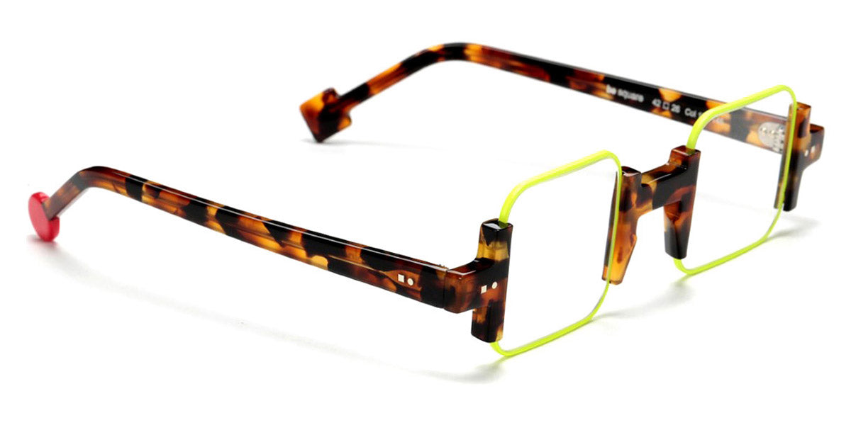 Sabine Be® Be Square - Shiny Fawn Tortoise / Satin Neon Yellow Eyeglasses
