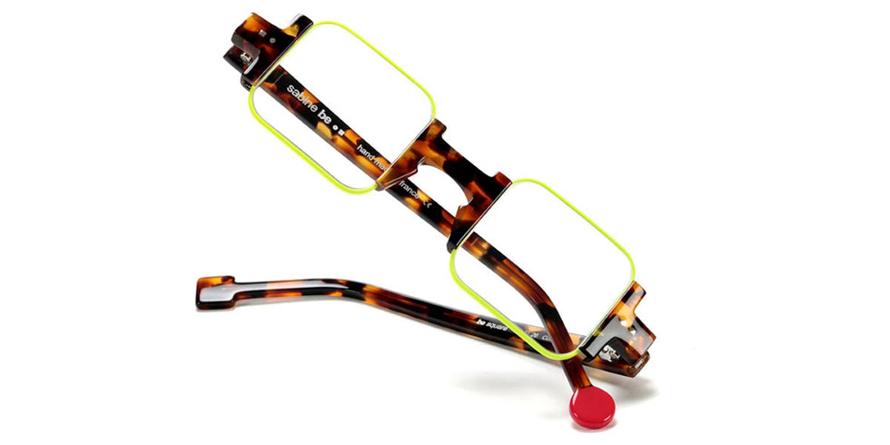 Sabine Be® Be Square - Shiny Fawn Tortoise / Satin Neon Yellow Eyeglasses