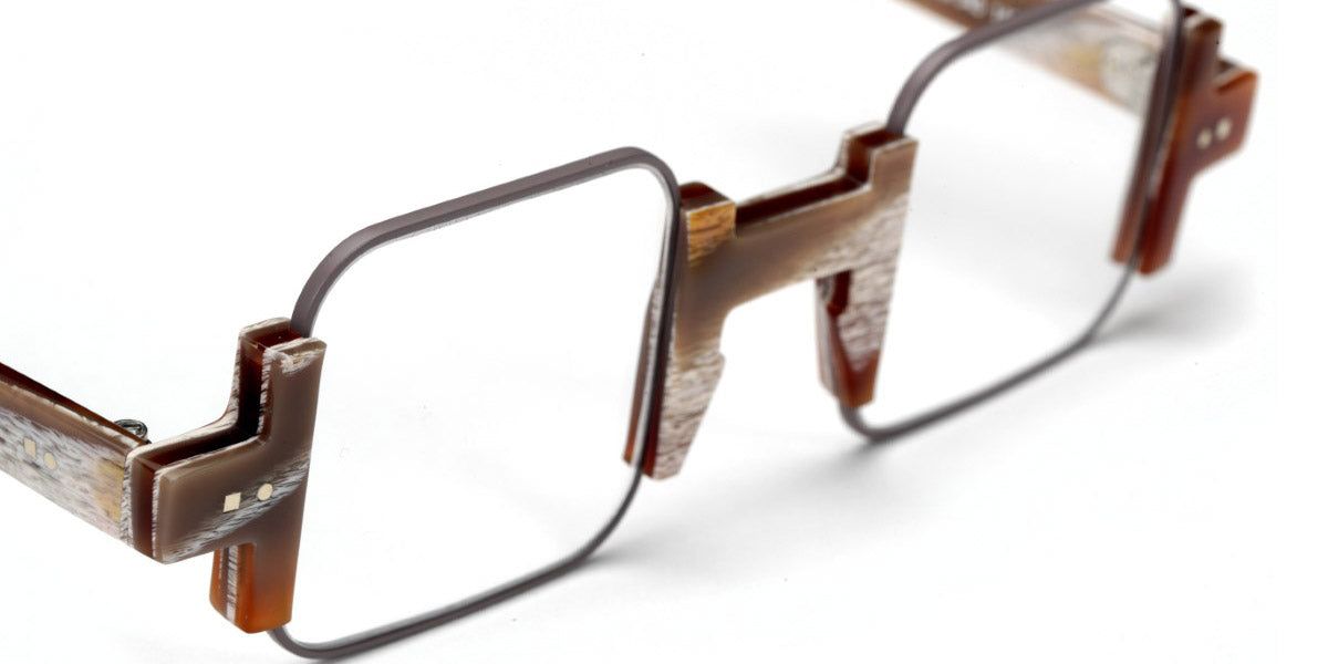 Sabine Be® Be Square SB Be Square 345 42 - Shiny Vintage Horn / Satin Gray Eyeglasses