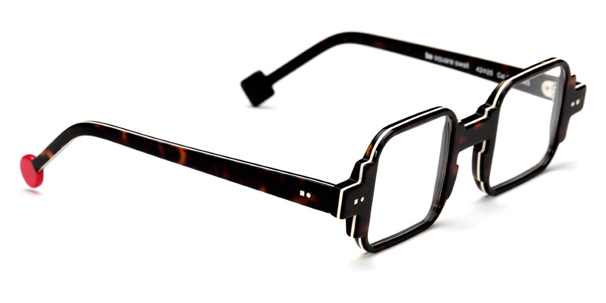 Sabine Be® Be Square Swell - Shiny Dark Tortoise / White / Shiny Dark Tortoise Eyeglasses