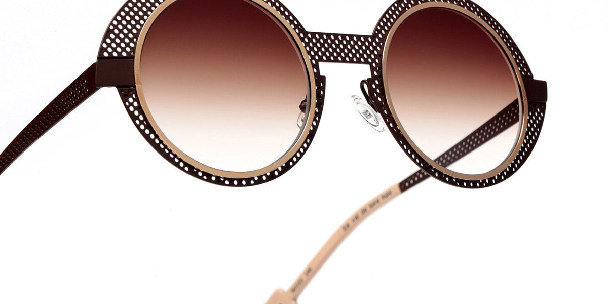 Sabine Be® Be Val De Loire Hole Sun SB Be Val De Loire Hole Sun 567 50 - Satin Dark Chocolate Perforated / Polished Rose Gold Sunglasses