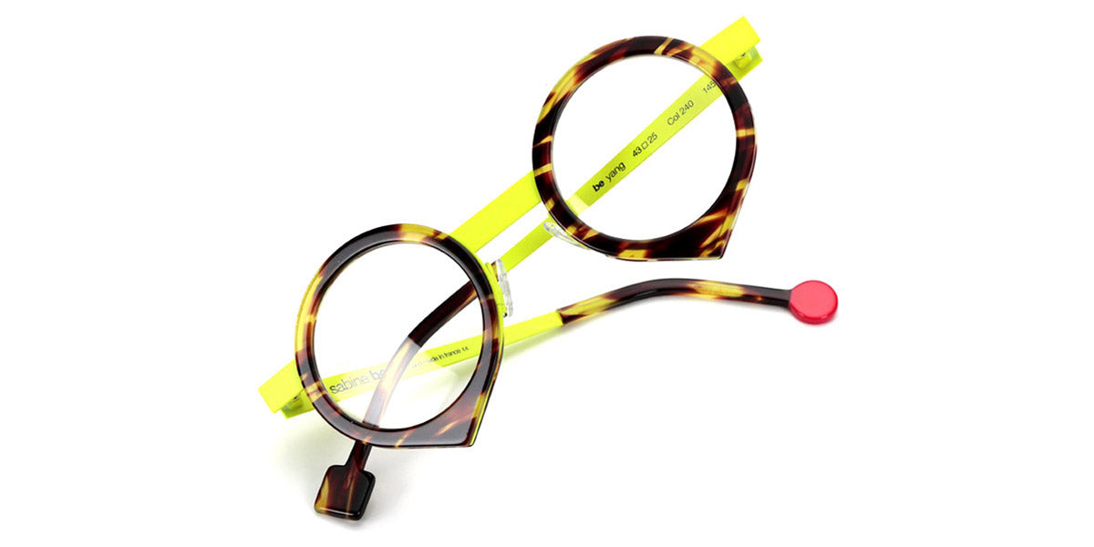 Sabine Be® Be Yang - Shiny Veined Tortoise / Satin Neon Yellow Eyeglasses