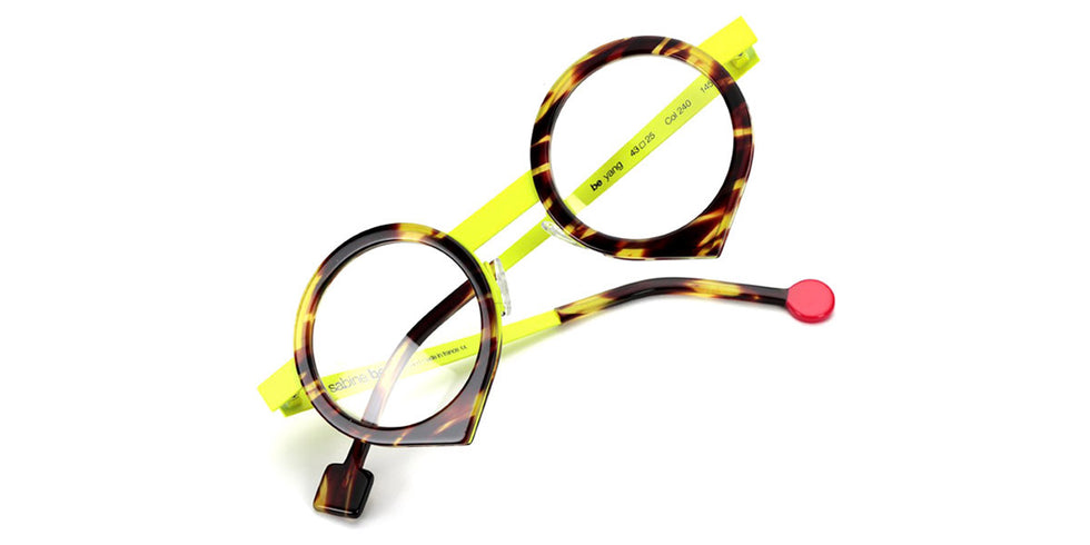 Sabine Be® Be Yang - Shiny Veined Tortoise / Satin Neon Yellow Eyeglasses