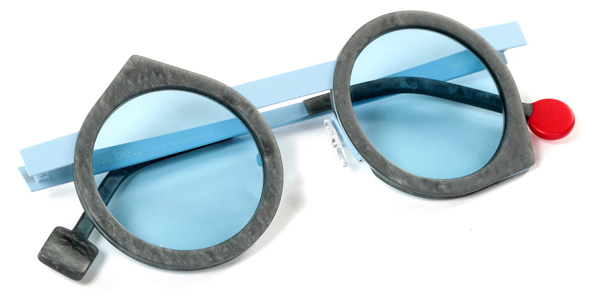 Sabine Be® Be Yoon Sun SB Be Yoon Sun 518 43 - Matt Marble Mouse Gray / Pastel Blue Satin Sunglasses