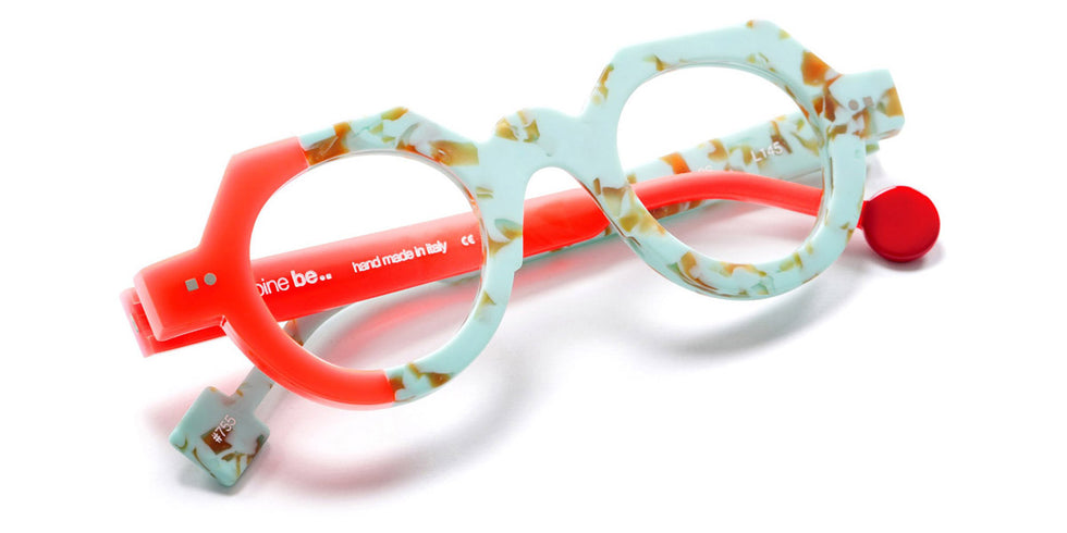 Sabine Be® Be Zoulou SB Be Zoulou 755 43 - Matte Marbled Turquoise / Shiny Miami Neon Orange Eyeglasses
