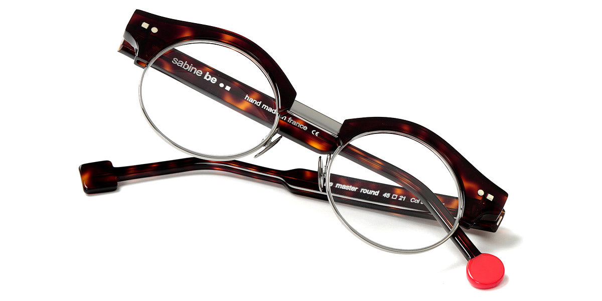 Sabine Be® Be Master Round SB Be Master Round 544 45 - Shiny Cherry Tortoiseshell / Polished Ruthenium Eyeglasses