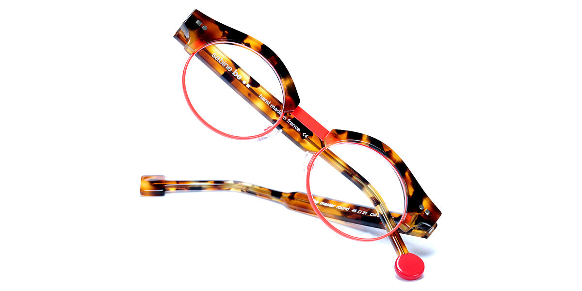 Sabine Be® Be Master Round SB Be Master Round 545 45 - Shiny Fawn Tortoise / Satin Neon Orange Satin Eyeglasses