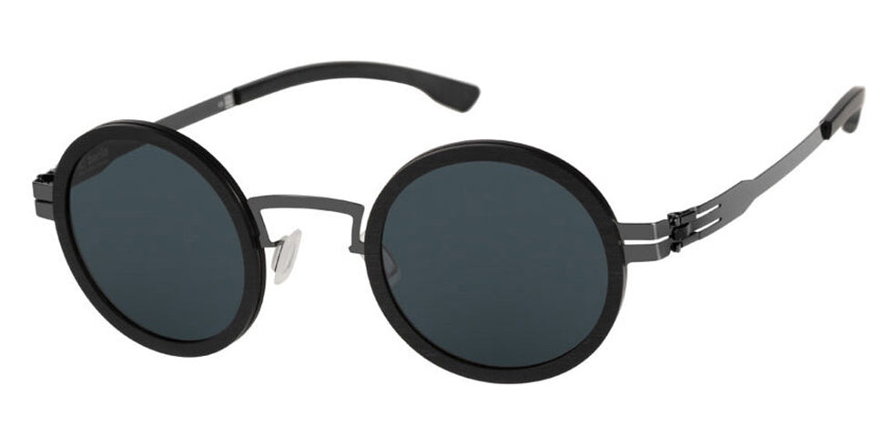 Ic! Berlin® Bent ICB IC0030 BENT 05A 43 - Gun-Metal-Black-Rough/Smoke Lenses Sunglasses

