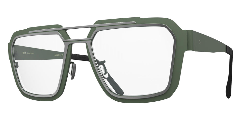 Blackfin® IRON HARBOR BLF IRON HARBOR SATIN SILVER/AVOCADO GREEN 1944 56 Eyeglasses - SATIN SILVER/AVOCADO GREEN 1944