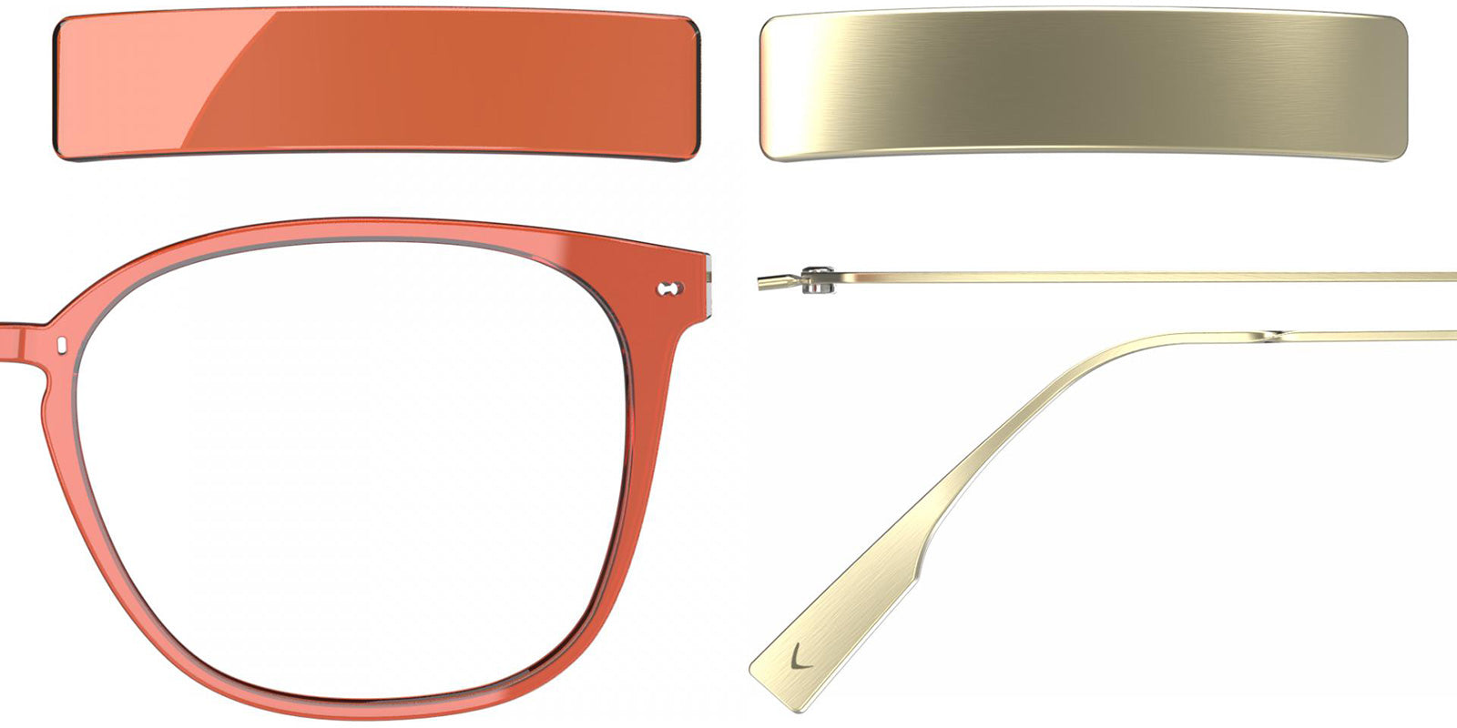 Blackfin® VITRA F1-D1 Eyeglasses BLF VITRA F1-D1 OP 19381777 50 - Shiny Mandarin Red/Brushed Light Gold