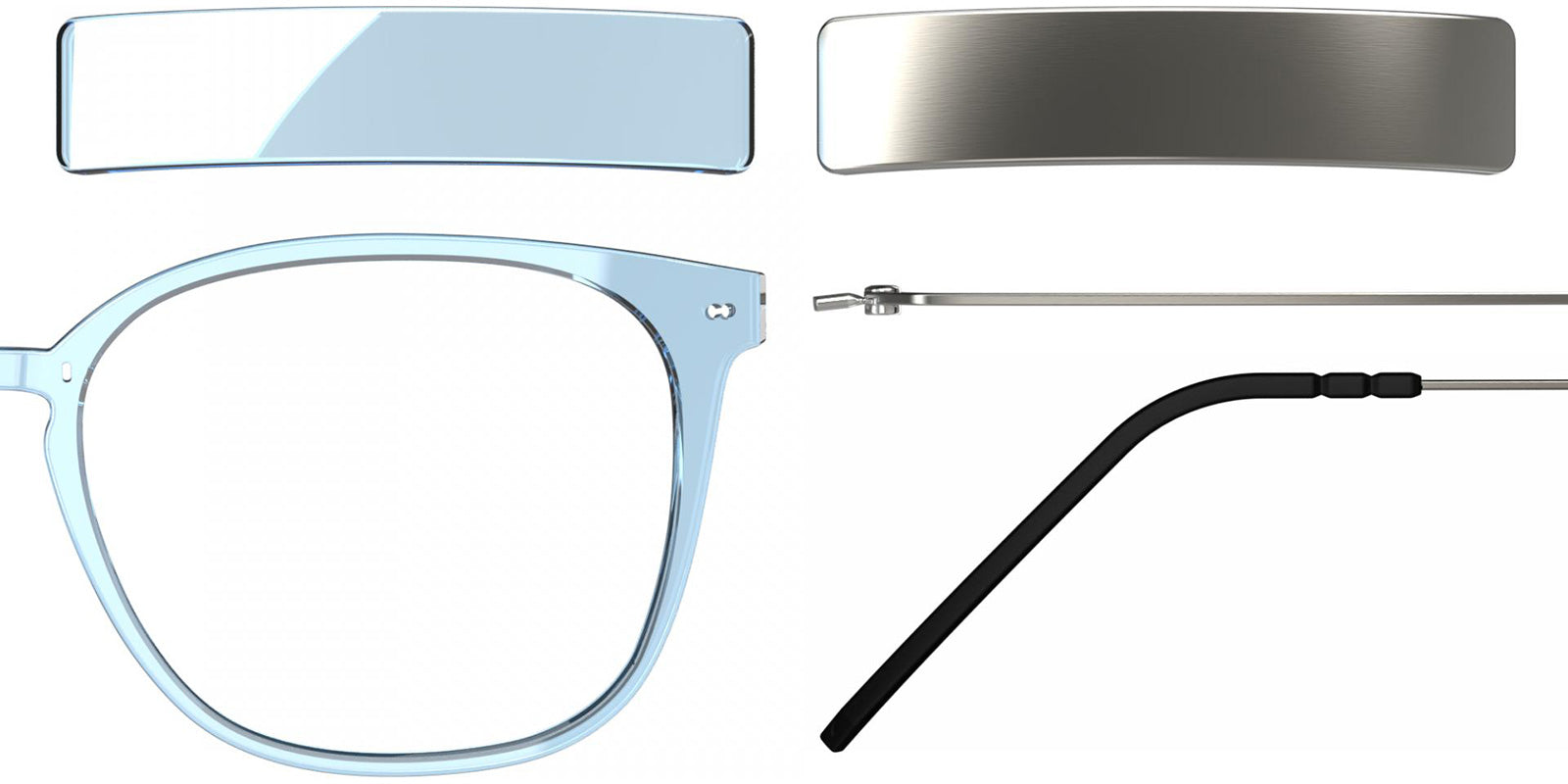 Blackfin® VITRA F1-D2 Eyeglasses BLF VITRA F1-D2 OP 19281942 50 - Shiny Sky Blue/Brushed Silver