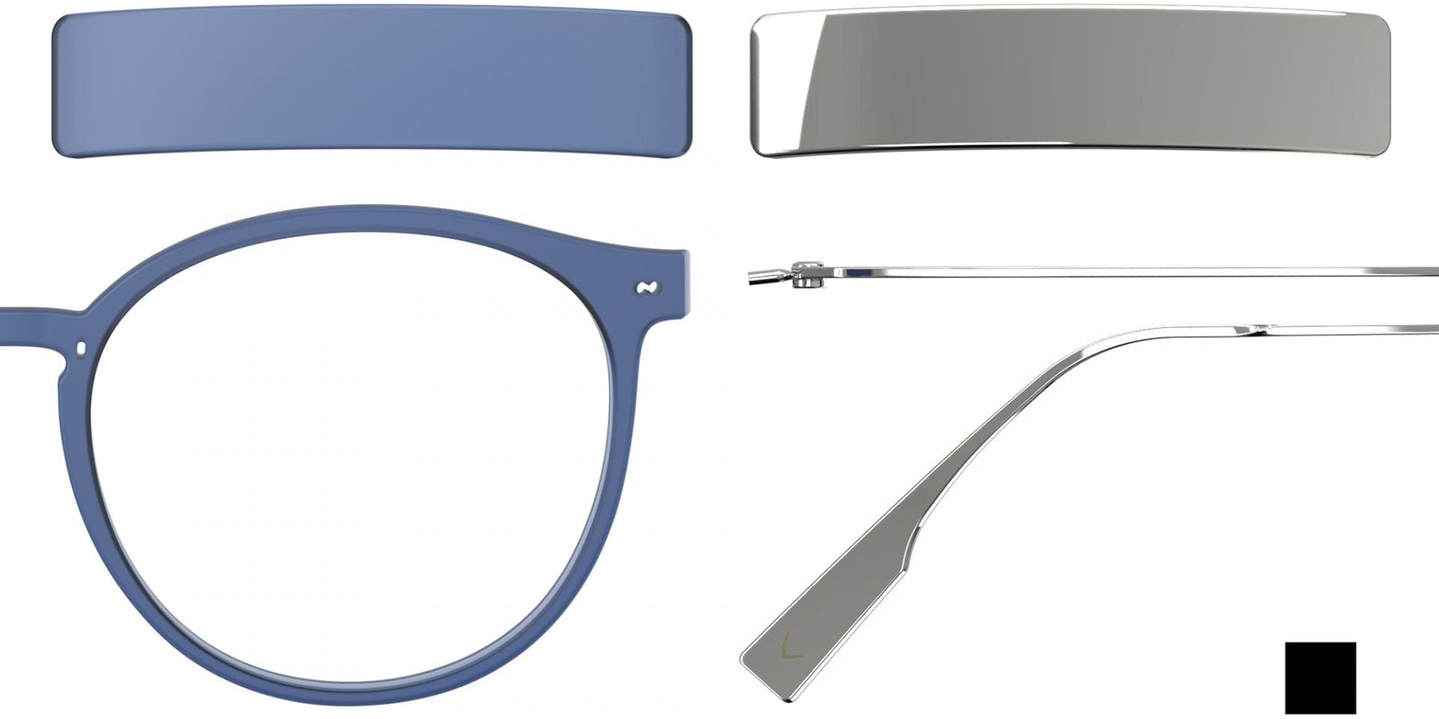Blackfin® VITRA F2-D1 Eyeglasses BLF VITRA F2-D1 OP 19271788 48 - Matte Classic Blue/Shiny Silver