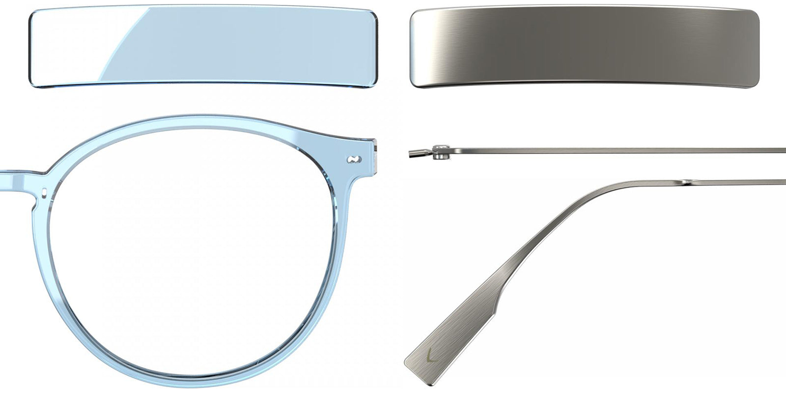 Blackfin® VITRA F2-D1 Eyeglasses BLF VITRA F2-D1 OP 19281942 48 - Shiny Sky Blue/Brushed Silver