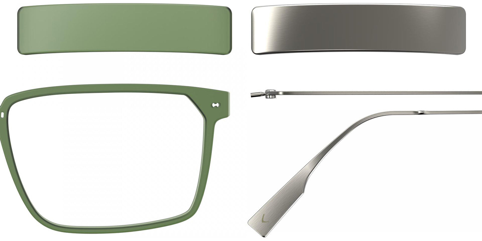 Blackfin® VITRA F4-D1 Eyeglasses BLF VITRA F4-D1 OP 19311942 54 - Matte Cedar Green/Brushed Silver