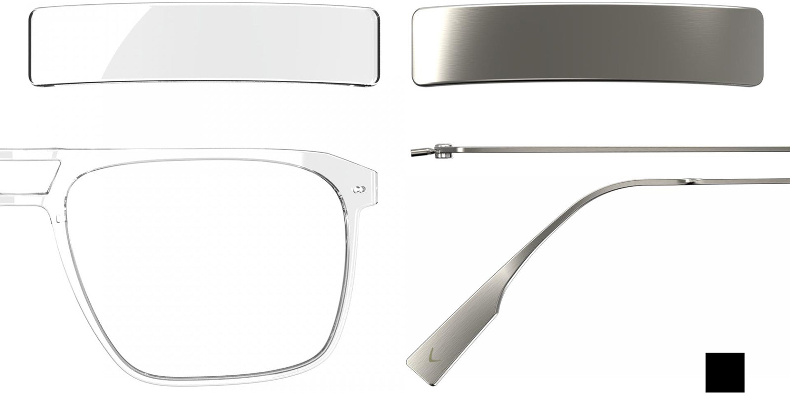Blackfin® VITRA F5-D1 Eyeglasses BLF VITRA F5-D1 OP 19341942 58 - Shiny Crystal/Brushed Silver
