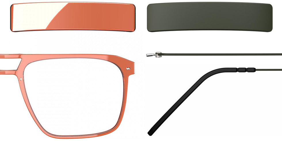 Blackfin® VITRA F5-D2 Eyeglasses BLF VITRA F5-D2 OP 19381795 58 - Shiny Mandarin Red/Army Dark Green