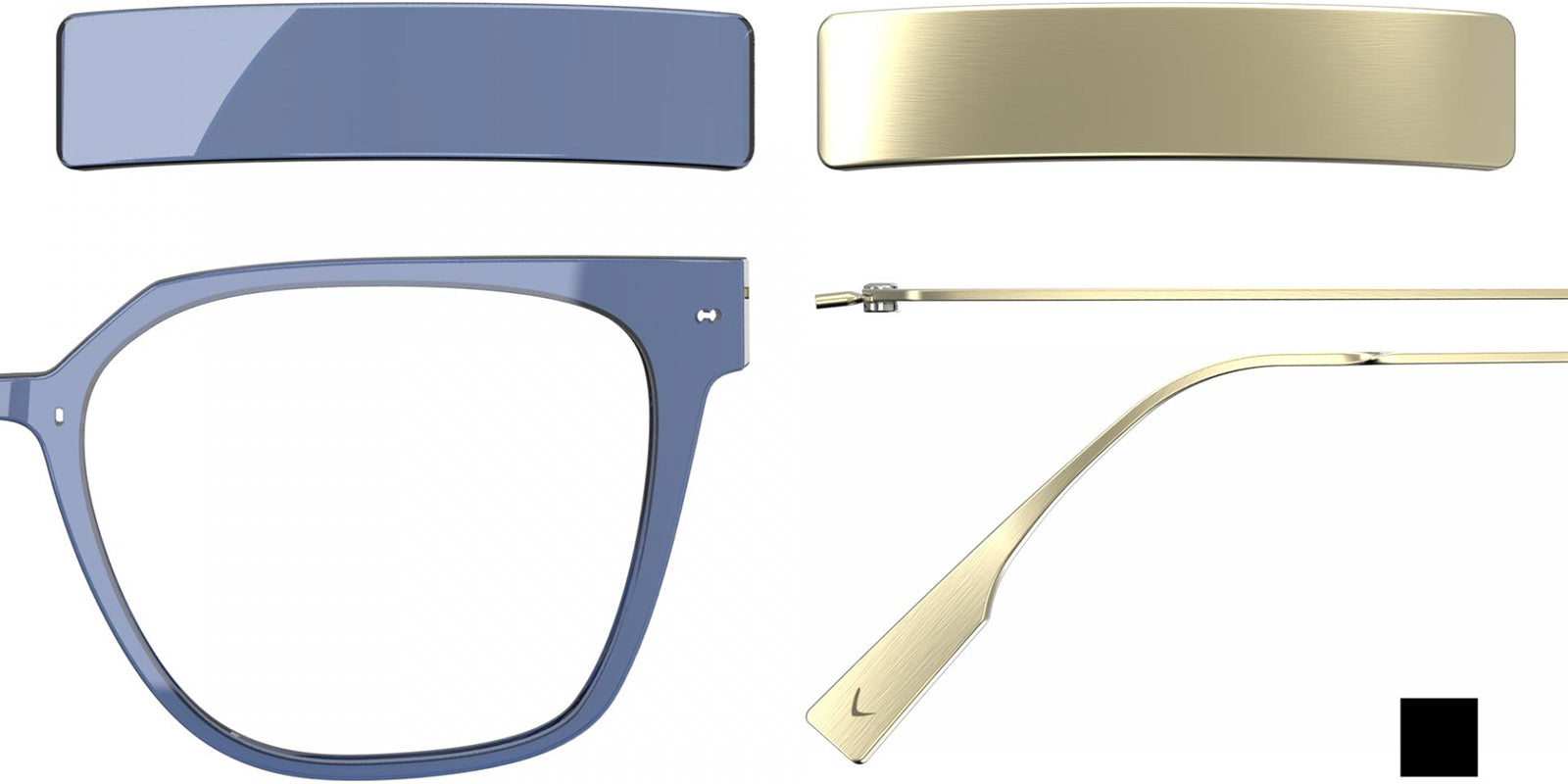 Blackfin® VITRA F6-D1 Eyeglasses BLF VITRA F6-D1 OP 19261777 53 - Shiny Classic Blue/Brushed Light Gold