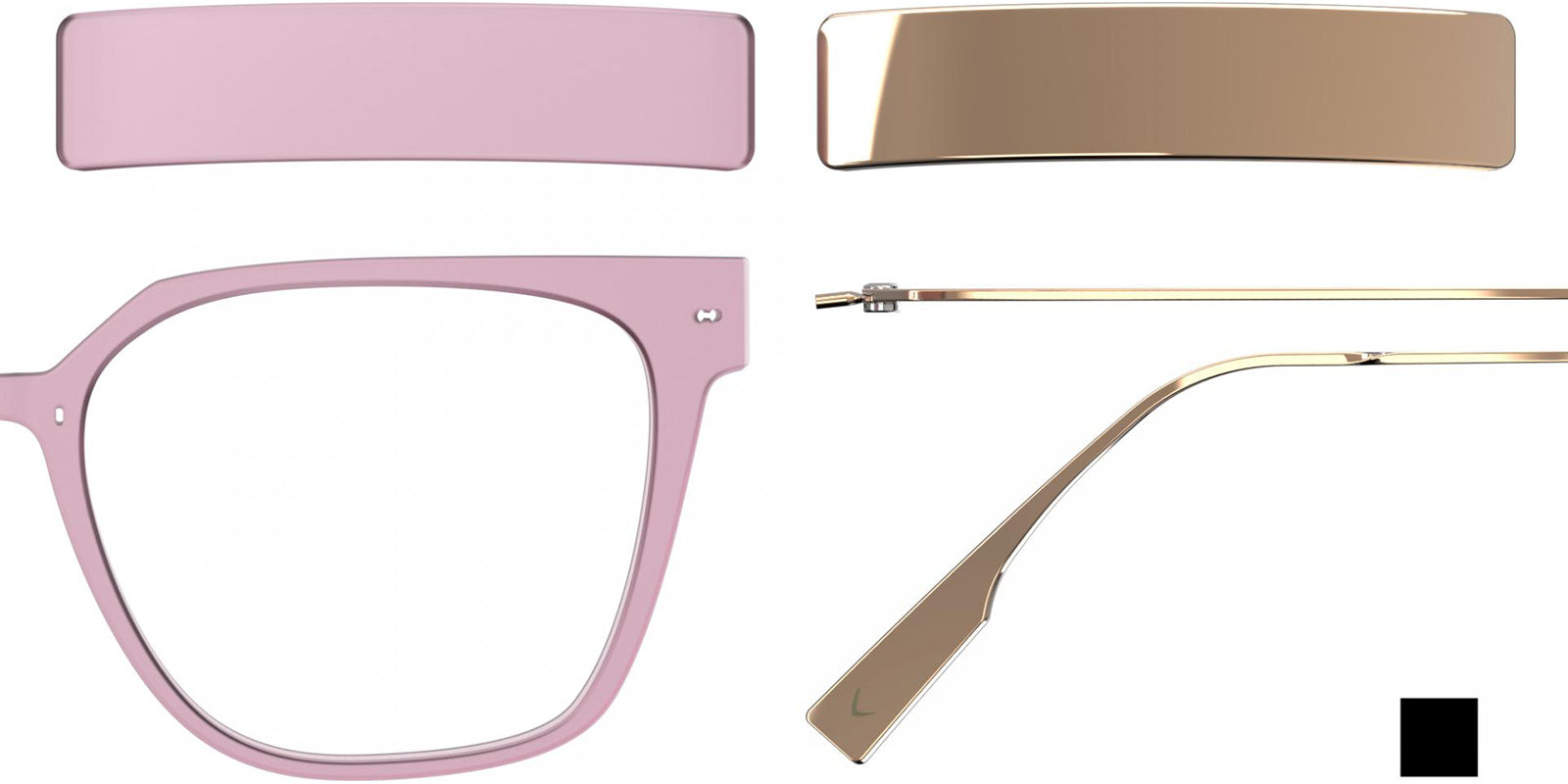 Blackfin® VITRA F6-D1 Eyeglasses BLF VITRA F6-D1 OP 19411809 53 - Matte Prism Pink/Shiny Amber Gold