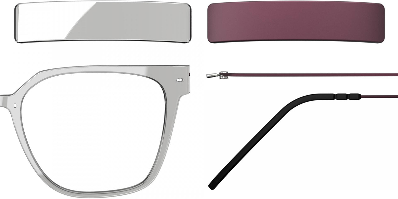 Blackfin® VITRA F6-D2 Eyeglasses BLF VITRA F6-D2 OP 19321803 53 - Shiny Driftwood Gray/Damascus Burgundy