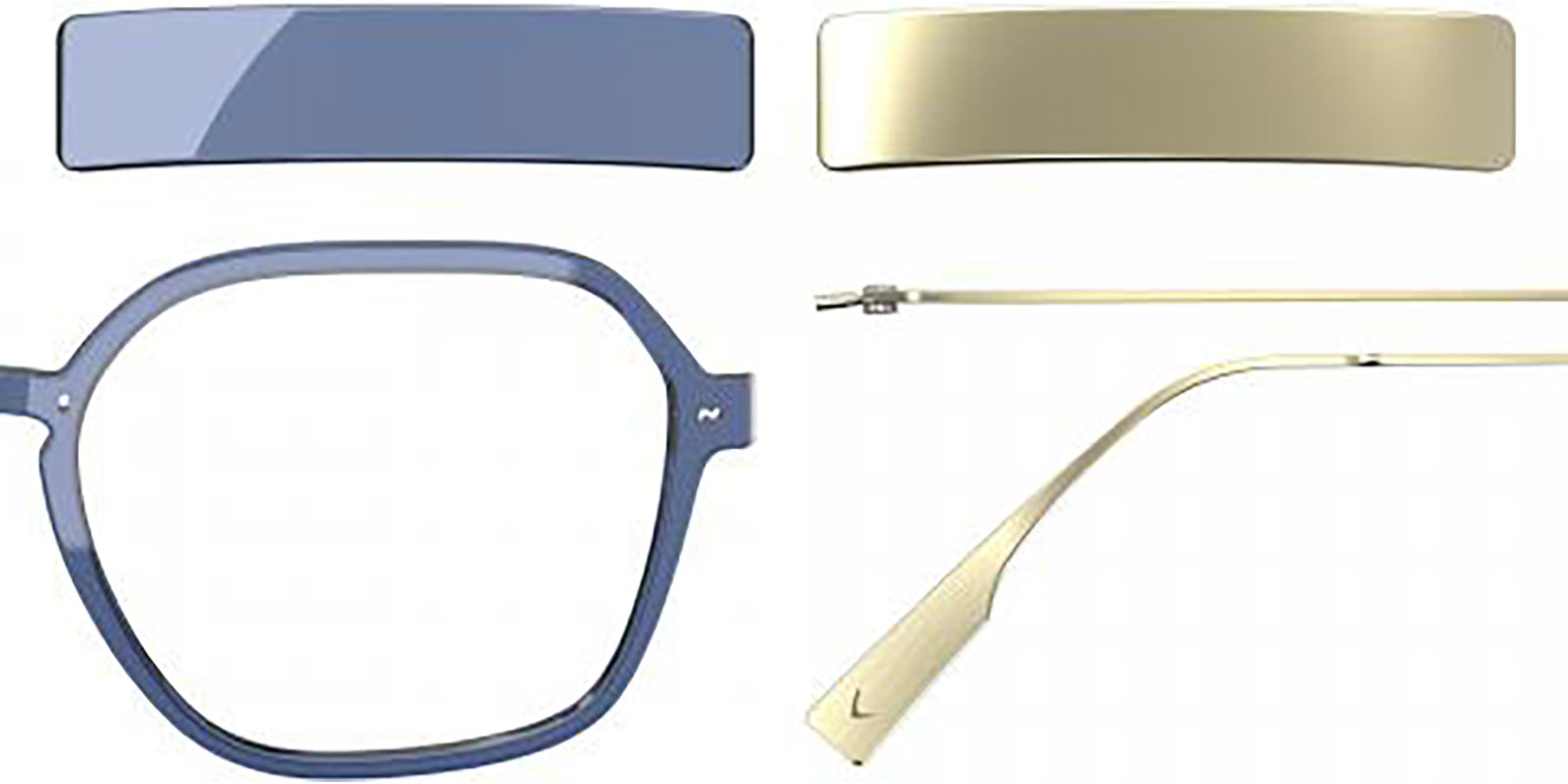 Blackfin® VITRA F8-D1 Eyeglasses BLF VITRA F8-D1 OP 19261777 50 - Shiny Classic Blue/Brushed Light Gold