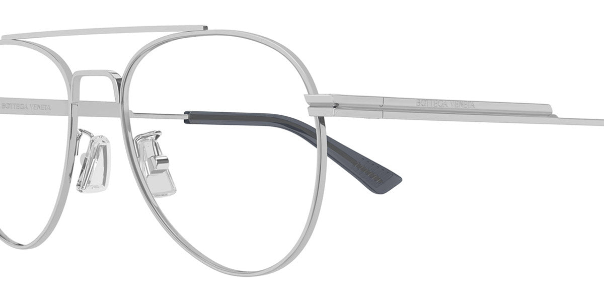 Bottega Veneta® BV1340OK BV1340OK 002 54 - Silver/Transparent Eyeglasses