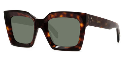 Celine® CL40130I CLN CL40130I 52N 51 - Shiny Dark Havana / Green Sunglasses