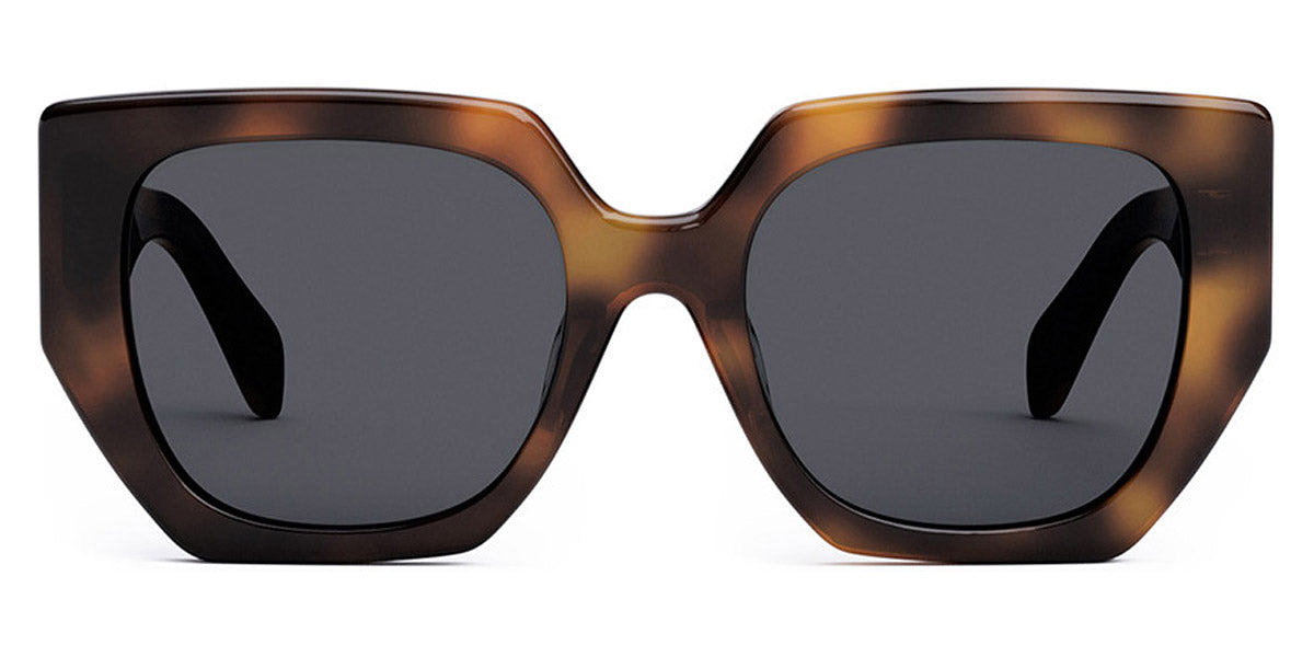Celine® CL40239F CLN CL40239F 53A 55 - Shiny Medium Havana / Smoke Sunglasses