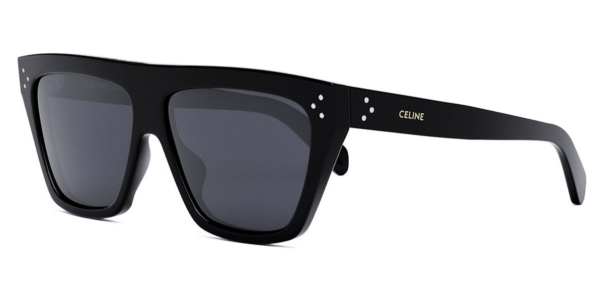 Celine® CL40256I CLN CL40256I 01D 58 - Shiny Black / Smoke Polarized Sunglasses