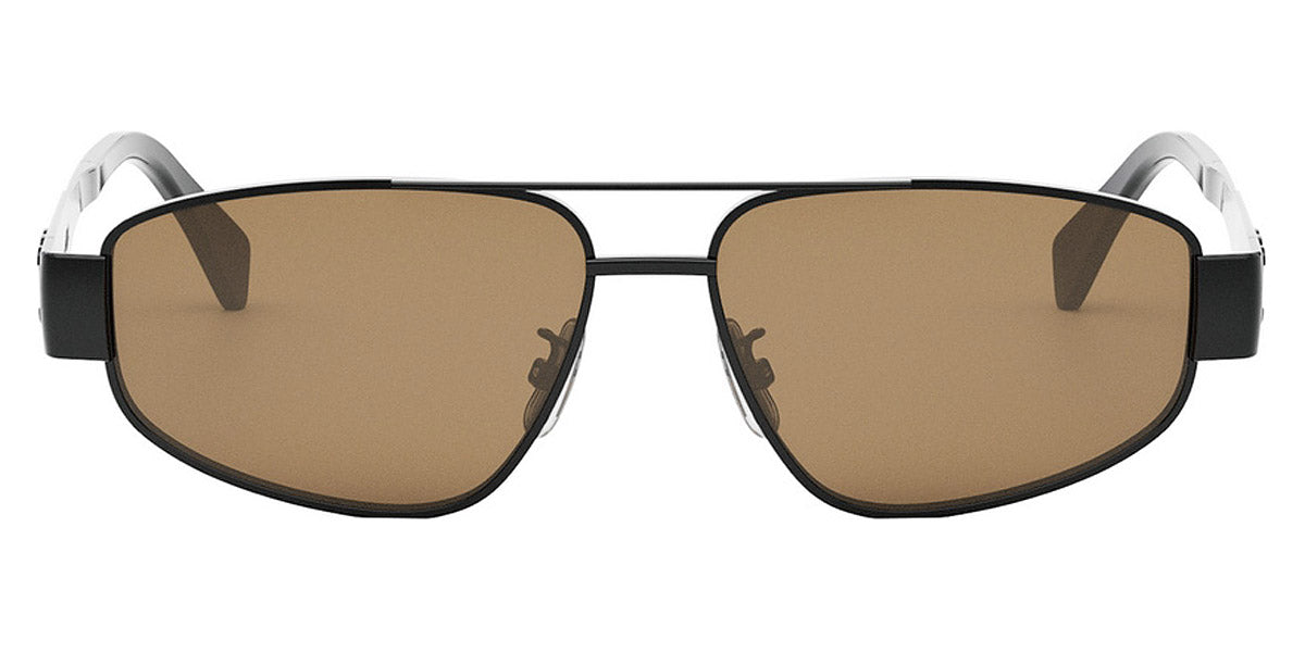 Celine® CL40281U CLN CL40281U 01E 57 - Shiny Black / Brown Sunglasses