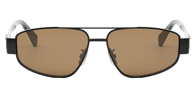 Celine® CL40281U CLN CL40281U 01E 57 - Shiny Black / Brown Sunglasses