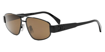 Celine® CL40281U CLN CL40281U 01E 57 - Shiny Black / Brown Sunglasses