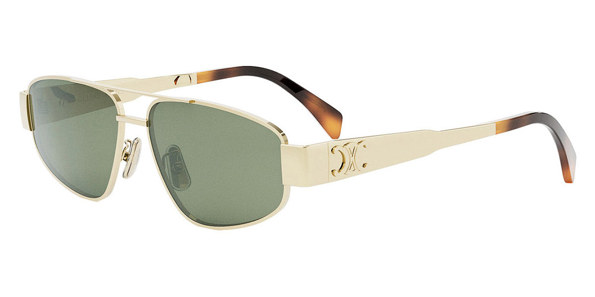 Celine® CL40281U CLN CL40281U 30N 57 - Shiny Endura Gold / Green Sunglasses