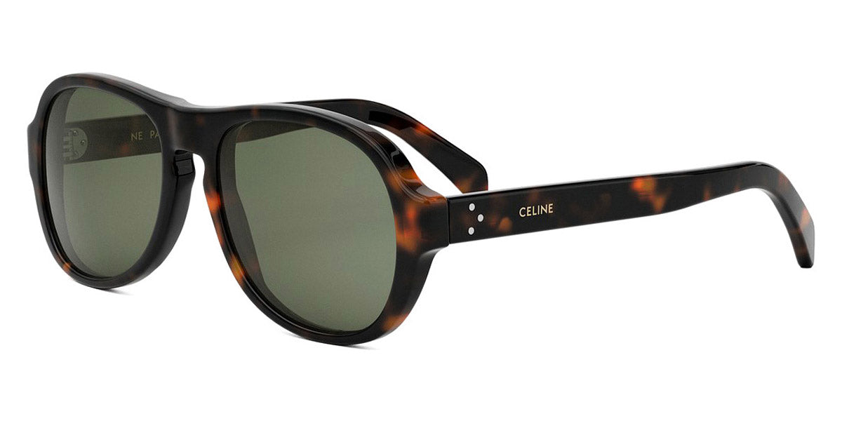 Celine® CL40298I CLN CL40298I 52N 56 - 52N Shiny Dark Havana / Green Sunglasses