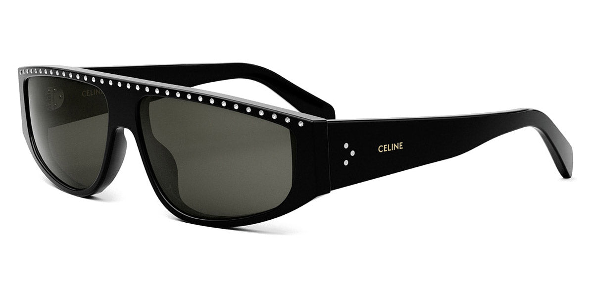 Celine® CL4274IS CLN CL4274IS 01A 62 - Shiny Black with Crystal Strass / Smoke Sunglasses