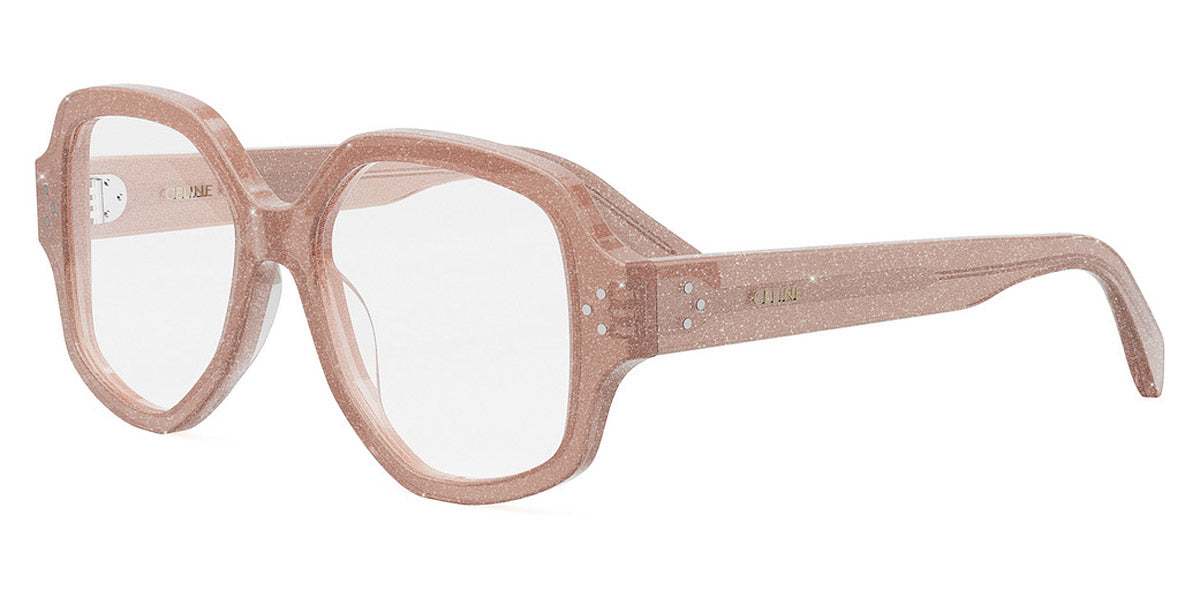 Celine® CL50135I CLN CL50135I 074 53 - Shiny Milky Pink with Silver Glitter Eyeglasses