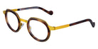NaoNed® Doelan NAO Doelan 23B 46 - 23B Matte Blue Cercles Grooves And Tortoiseshell Inserts/Bright Yellow Eyeglasses
