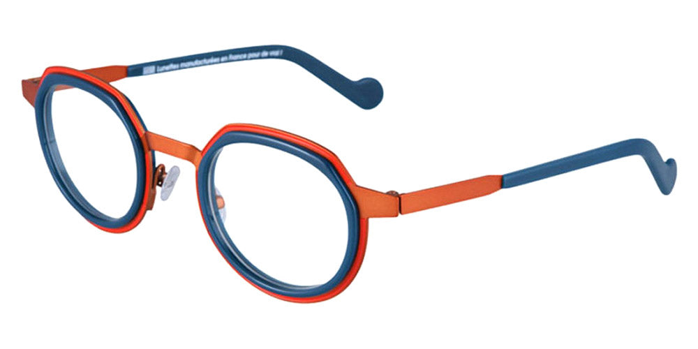 NaoNed® Doelan NAO Doelan 42BLO 46 - 42BLO Gurvan Orange Cercles Grooves And Solid Mediterannean Blue Inserts/Rust Orange Eyeglasses