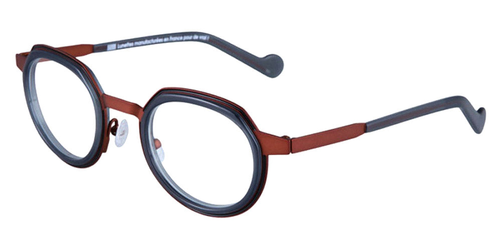 NaoNed® Doelan NAO Doelan 45GT 46 - 45GT Matte Black Cercles Grooves And Duck Green Inserts/Matte Chestnut Brown Eyeglasses