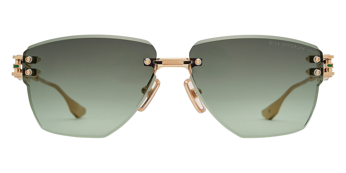 Dita® HYPERLUX-2000 Sunglasses DT DTS197-A-02 58 - White Gold/Green/Brushed White Gold