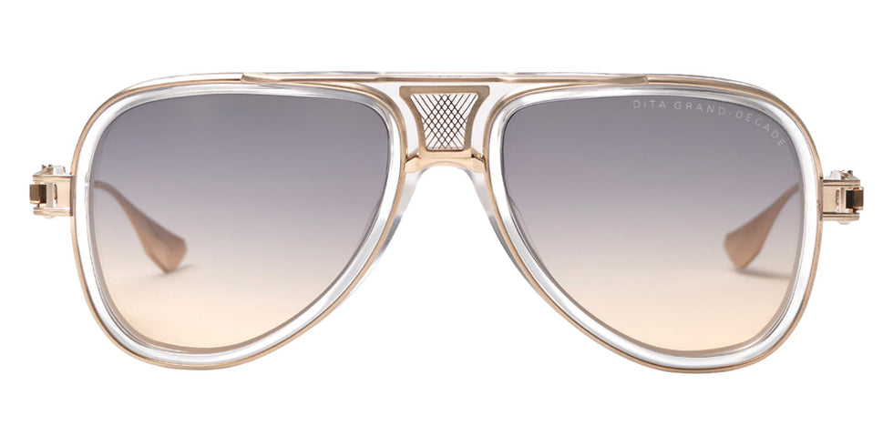 Dita® GRAND-DECADE Sunglasses DT DTS460-A-03 56 - Crystal Clear/Brushed White Gold