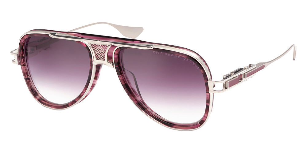 Dita® GRAND-DECADE Sunglasses DT DTS460-A-04 56 - Deep Purple Swirl/Silver