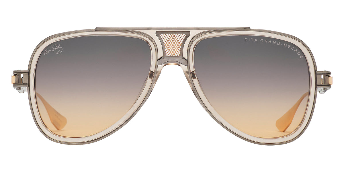 Dita® GRAND-DECADE x Elvis Presley Sunglasses DT DTS460-A-06 56 - Khaki Crystal/Antique Silver/White Gold