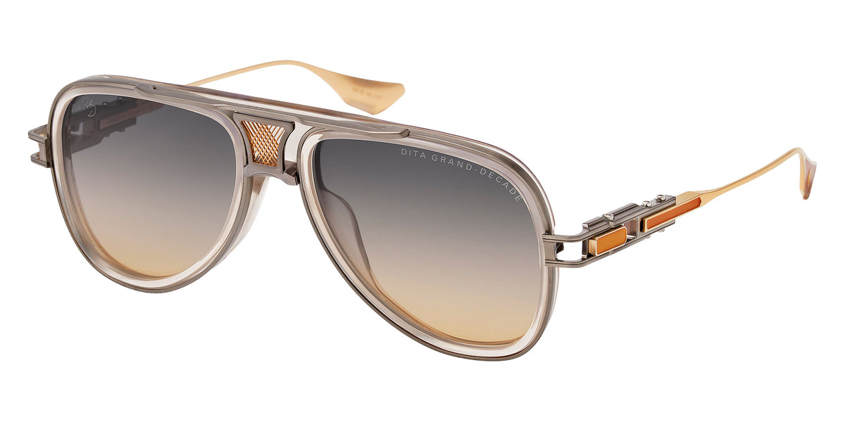 Dita® GRAND-DECADE x Elvis Presley Sunglasses DT DTS460-A-06 56 - Khaki Crystal/Antique Silver/White Gold