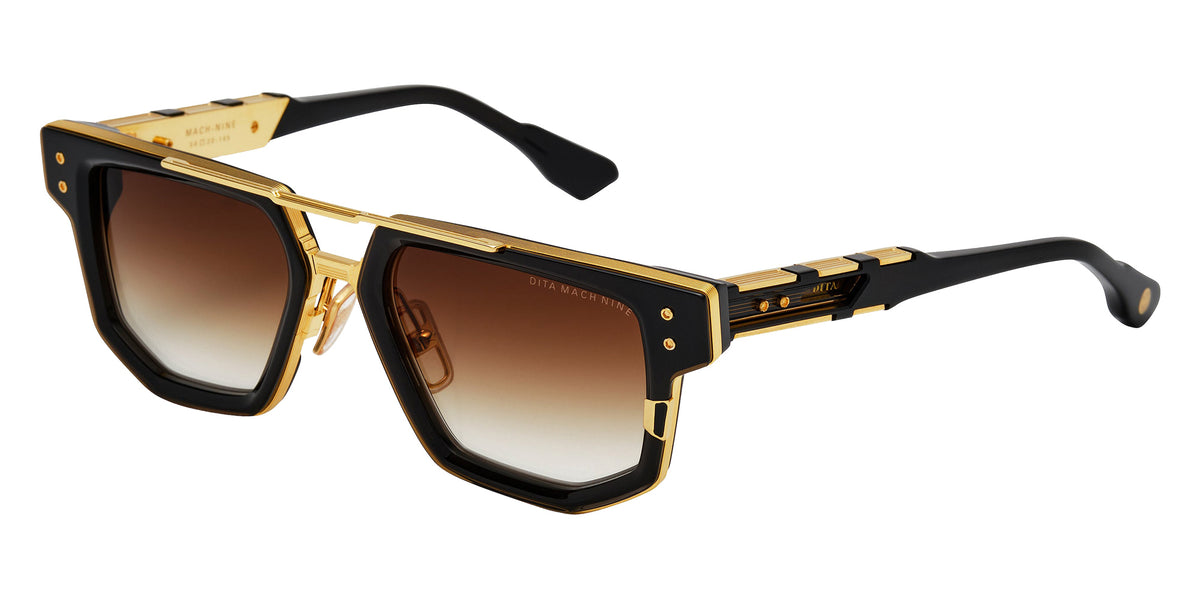 Dita® MACH-NINE Sunglasses DT DTS478-A-01 54 - Black Glass/Yellow Gold