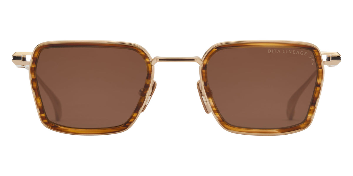 Dita® LINEAGE.70x Sunglasses DT DTS483-A-02 48 - White Gold /Brown Hazel/Black Iron