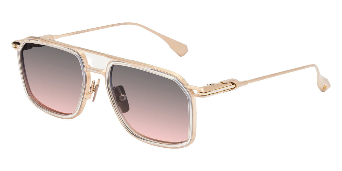 Dita® LINEAGE.99x Sunglasses DT DTS484-A-04 53 - Brushed White Gold/Crystal Clear/Yellow Gold