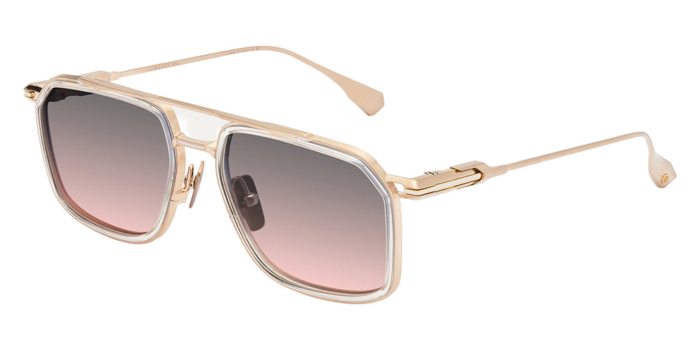 Dita® LINEAGE.99x Sunglasses DT DTS484-A-04 53 - Brushed White Gold/Crystal Clear/Yellow Gold