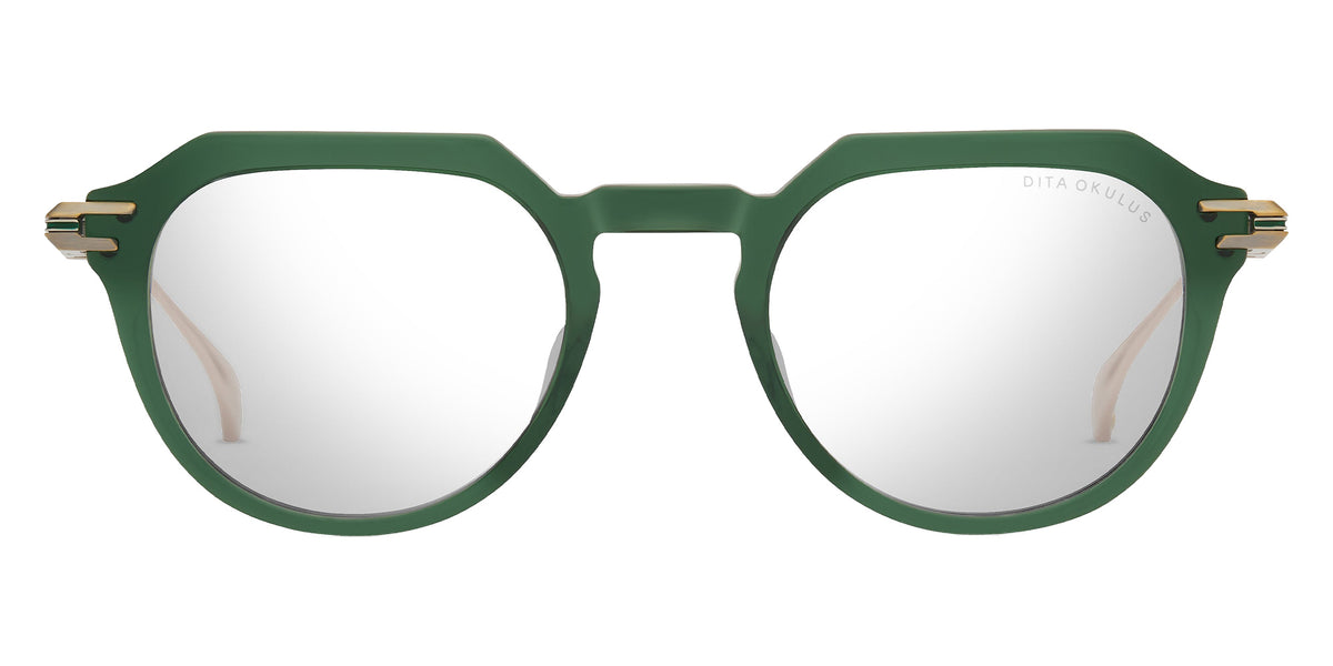 Dita® OKULUS Eyeglasses DT DTX487-A-02 49 - Crystal Pine/Antique White Gold/Shiny Silver